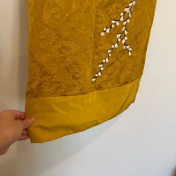 Floreat Mustard Dress with Floral Accents - Picture 9 of 9